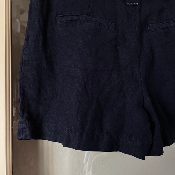 L'AGENCE Hillary Paperbag Shorts Marine Navy Blue Sz 26 Linen High Waisted Chic - Picture 13 of 16